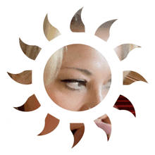 a picture of a woman 's face in a sun shape