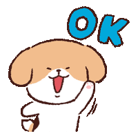 a cartoon dog giving a thumbs up and the word ok above it