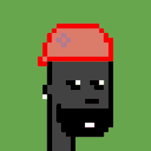 a pixel art of a person wearing a red hat and a beard .