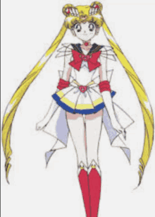 a drawing of a sailor moon character with a long blonde hair