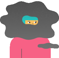 a cartoon drawing of a person with smoke coming out of their hair