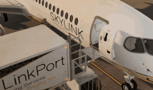 an airplane with the word skylink on it