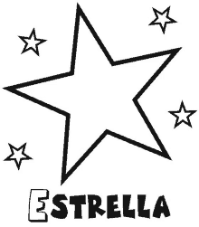 a black and white drawing of a star with the word estrella underneath it