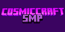 a purple background with the words cosmiccraft smp on it