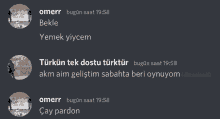 a screenshot of a conversation between omerr and turkun