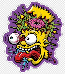 a cartoon illustration of bart simpson with a donut on his head