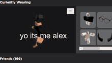 a screenshot of a roblox game that says " currently wearing "