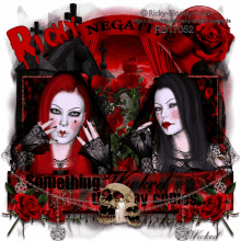 a picture of two gothic girls with the words something is wicked on it