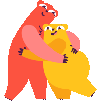 a couple of bears hugging each other and one bear has a pink heart on its chest