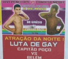 a poster advertises a fight between two shirtless men