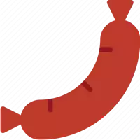 an illustration of a sausage with a red wrapper on it