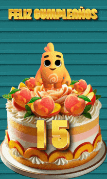 a birthday cake with the number 15 on top