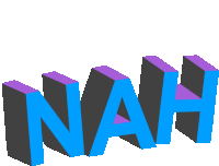 the word nah is displayed in blue and purple on a white background