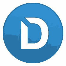 a blue circle with a white letter d in the middle .