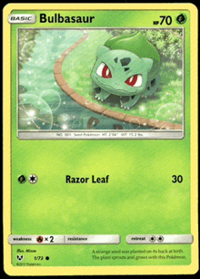 a basic bulbasaur card with a razor leaf