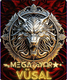 a poster with a wolf head and the words megastar vusual on it