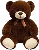 a brown teddy bear with a bow on its neck