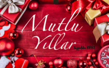 a christmas greeting card that says mutlu yalar