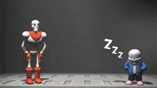 papyrus and sans are standing next to each other with zzz written in the background