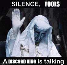 a discord king is talking with a picture of him