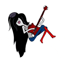 a cartoon of marceline from adventure time playing a red guitar