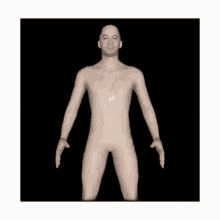 a naked man with his arms outstretched is in a square