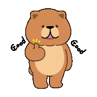 a brown teddy bear is giving a thumbs up with the words good behind it