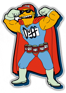 a cartoon character with the word duff on their shirt