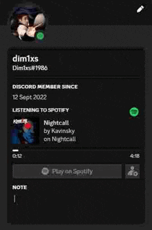 a screenshot of dim1xs 's spotify profile .