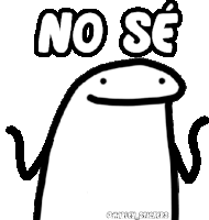 a black and white drawing of a cartoon character with the words `` no se '' above it .