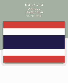 a red white and blue flag with the words made in thailand above it