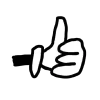 a black and white drawing of a hand giving a thumbs up sign .