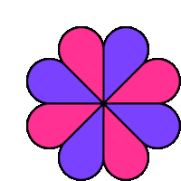 a pink and purple flower with a white background