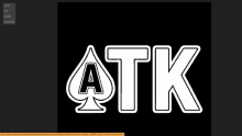 a black background with the word atk and a spade