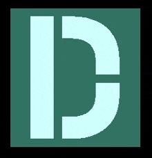 a stenciled letter d is displayed on a green background