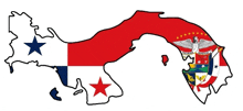 a drawing of a map of panama with the flag on it