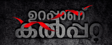 a black and white sign that says ' malayalam ' on it with a red arrow pointing to it