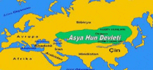 a map of asia showing the location of asya hun devleti