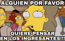 a cartoon of bart simpson says alguien por favor quiere pensar en los ingresantes !!!