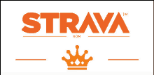 an orange strava logo with a yellow crown on it