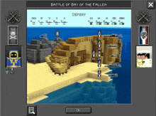 a screenshot of a game called battle of bay of the fallen with a ship in the middle