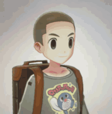 a cartoon boy wearing a shirt that says roll-a-roll on it