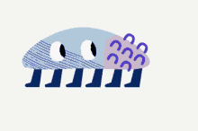 a cartoon drawing of a jellyfish with a purple stripe on the side