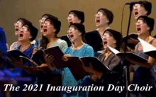 a group of women singing in a choir with the words the 2021 inauguration day choir below them .