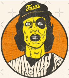 a drawing of a baseball player with a hat that says furies on it