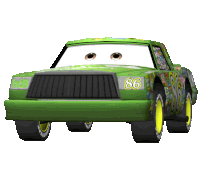 a green toy car with the number 86 on the front