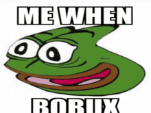 a picture of a frog with the words me when bobux on it