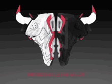 a drawing of a bull 's head with a pair of shoes on it