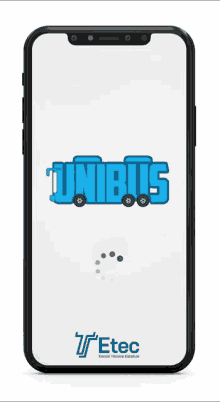 a phone with a loading screen that says unibus