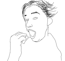 a drawing of a person with their mouth open